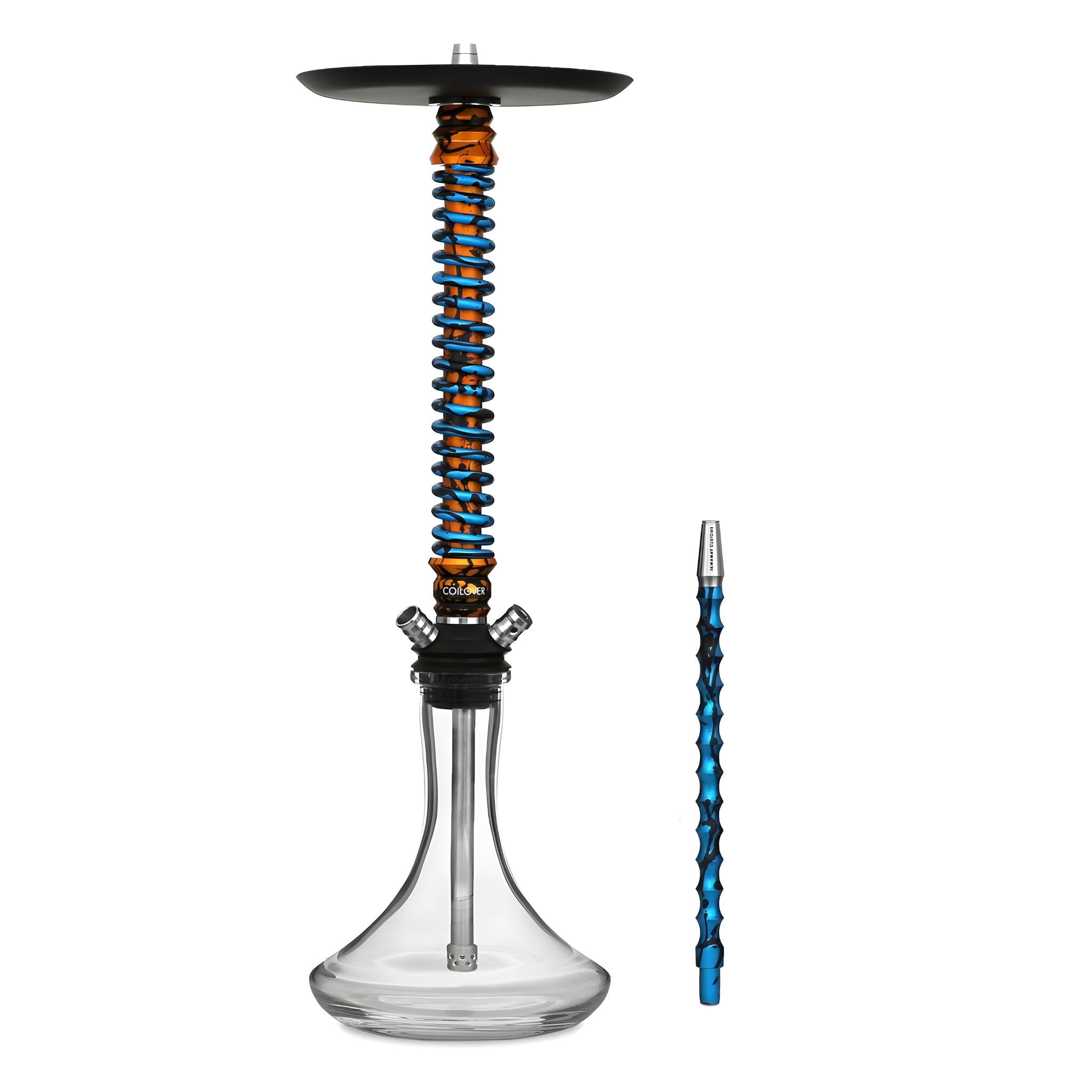 Mamay Customs Coilovers Hookah with Gold and Blue Splash Design, Stainless Steel and Aluminium