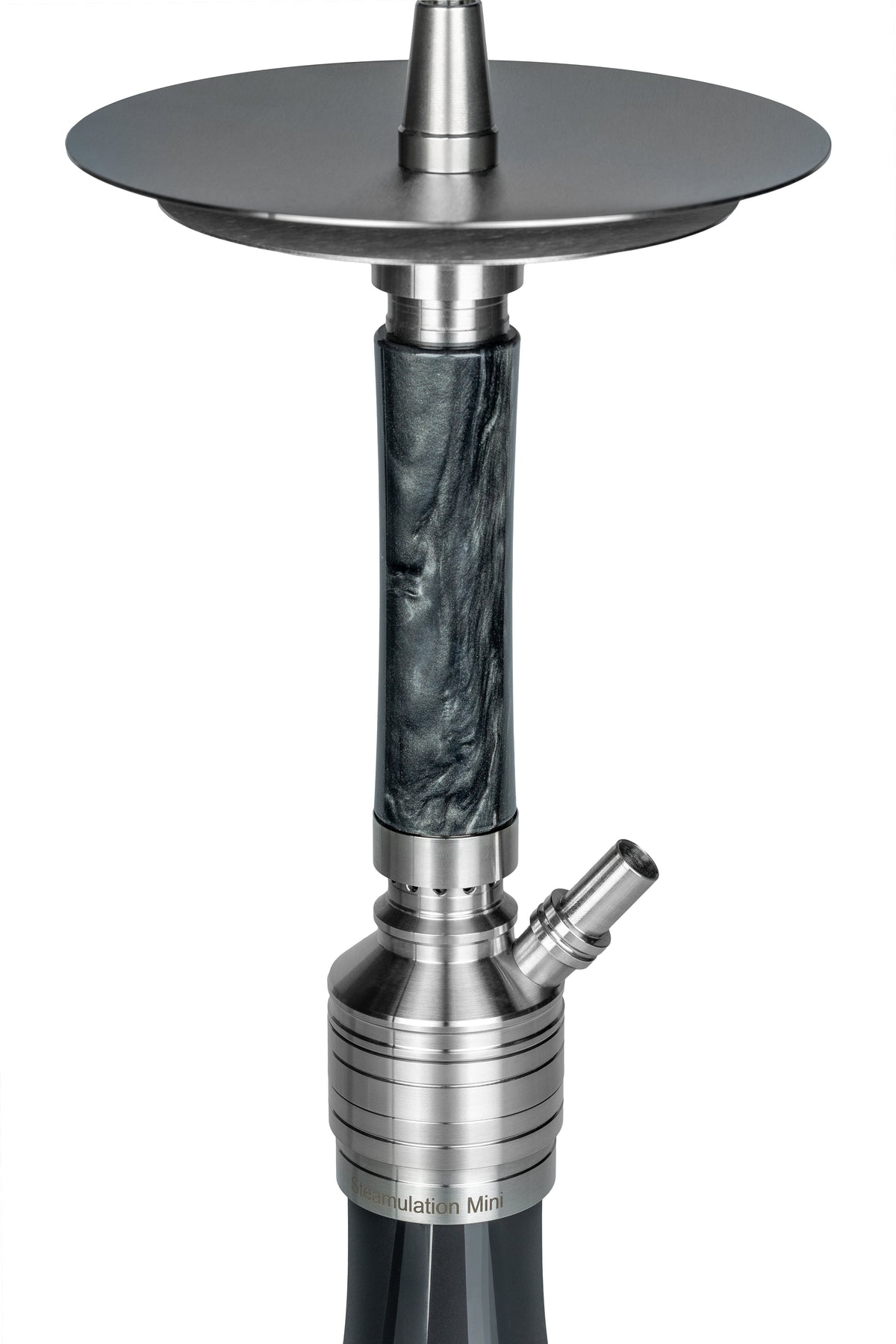 Close-up of Steamulation X Blow Off Set in Epoxy Marble Black for Pro X Mini, fully assembled, image 6 of 12