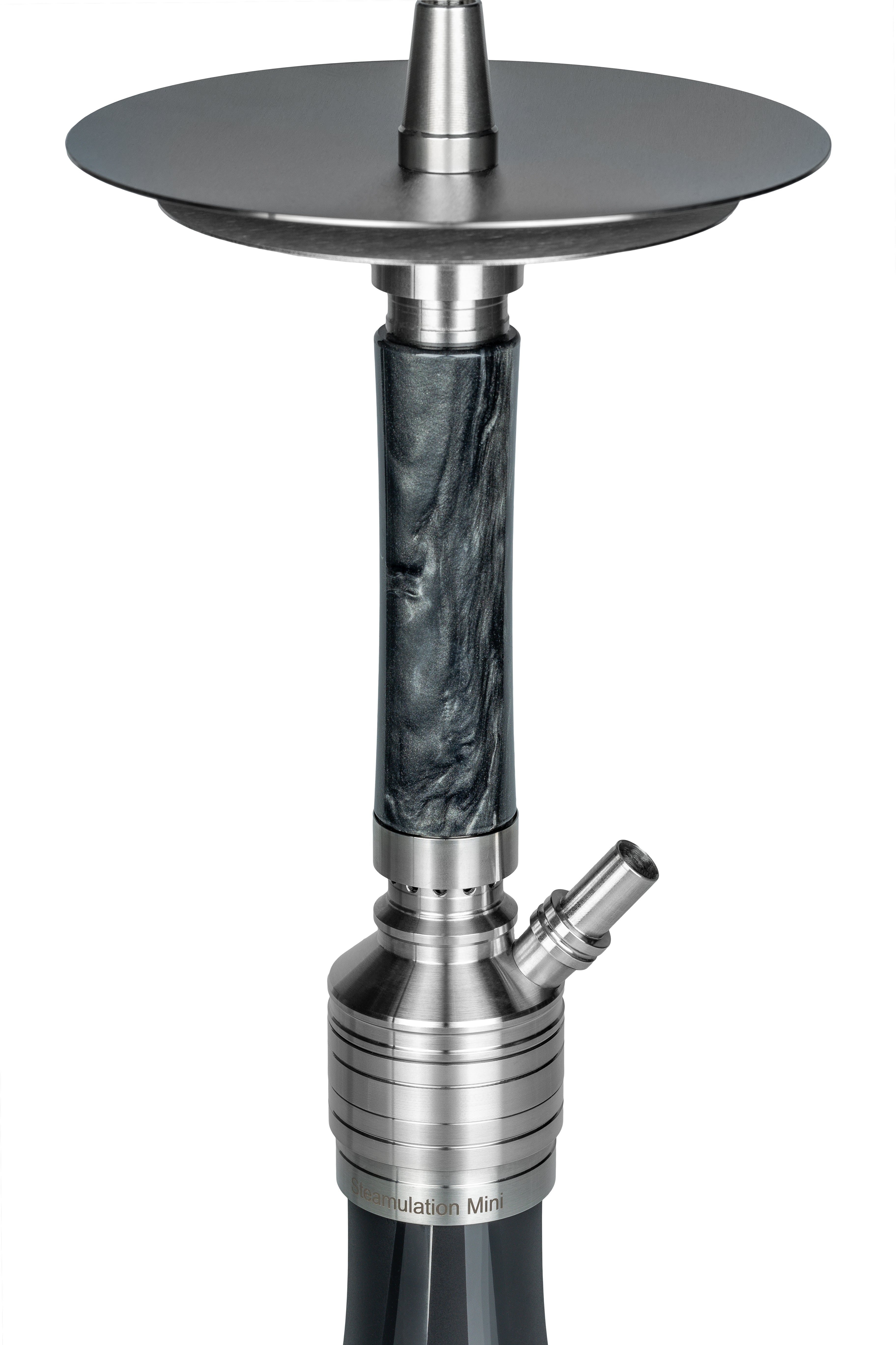 Close-up of Steamulation X Blow Off Set in Epoxy Marble Black for Pro X Mini, fully assembled
