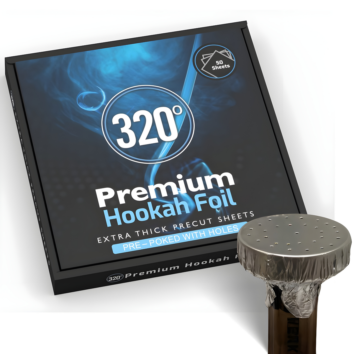 Hookah Setup with 320 Premium Pre-Cut Foil Sheets Pre-Poked, image 11 of 16