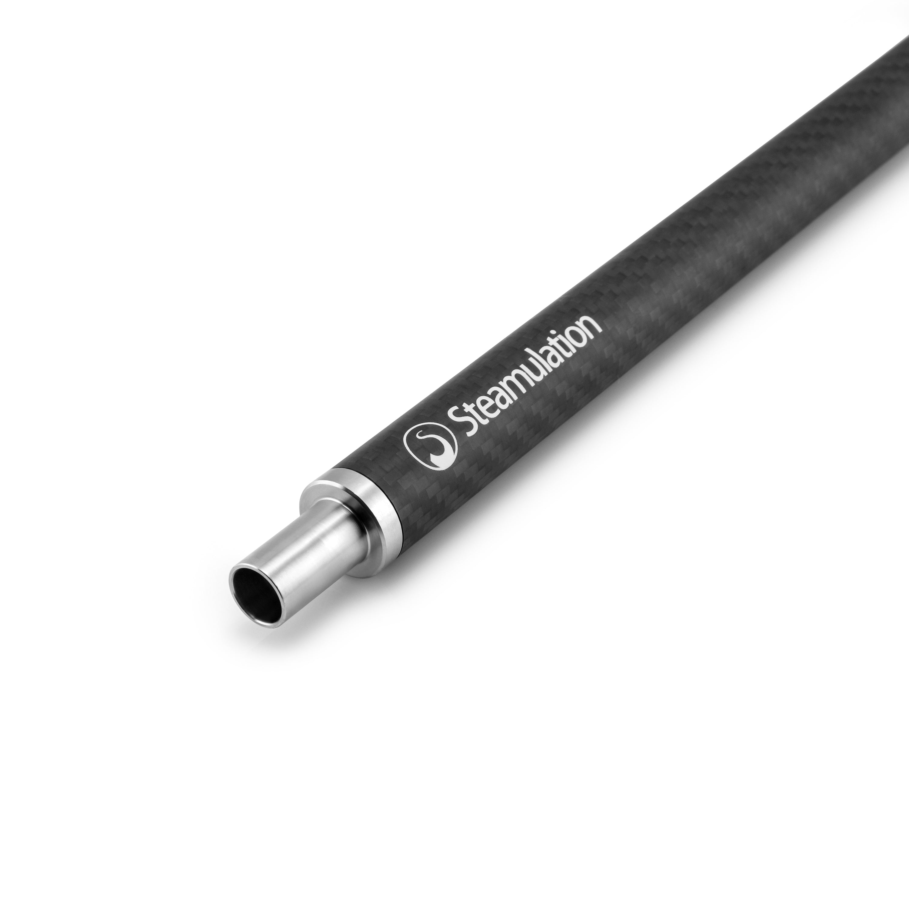 Close-up of the Steamulation Carbon Mouthpiece in black.
