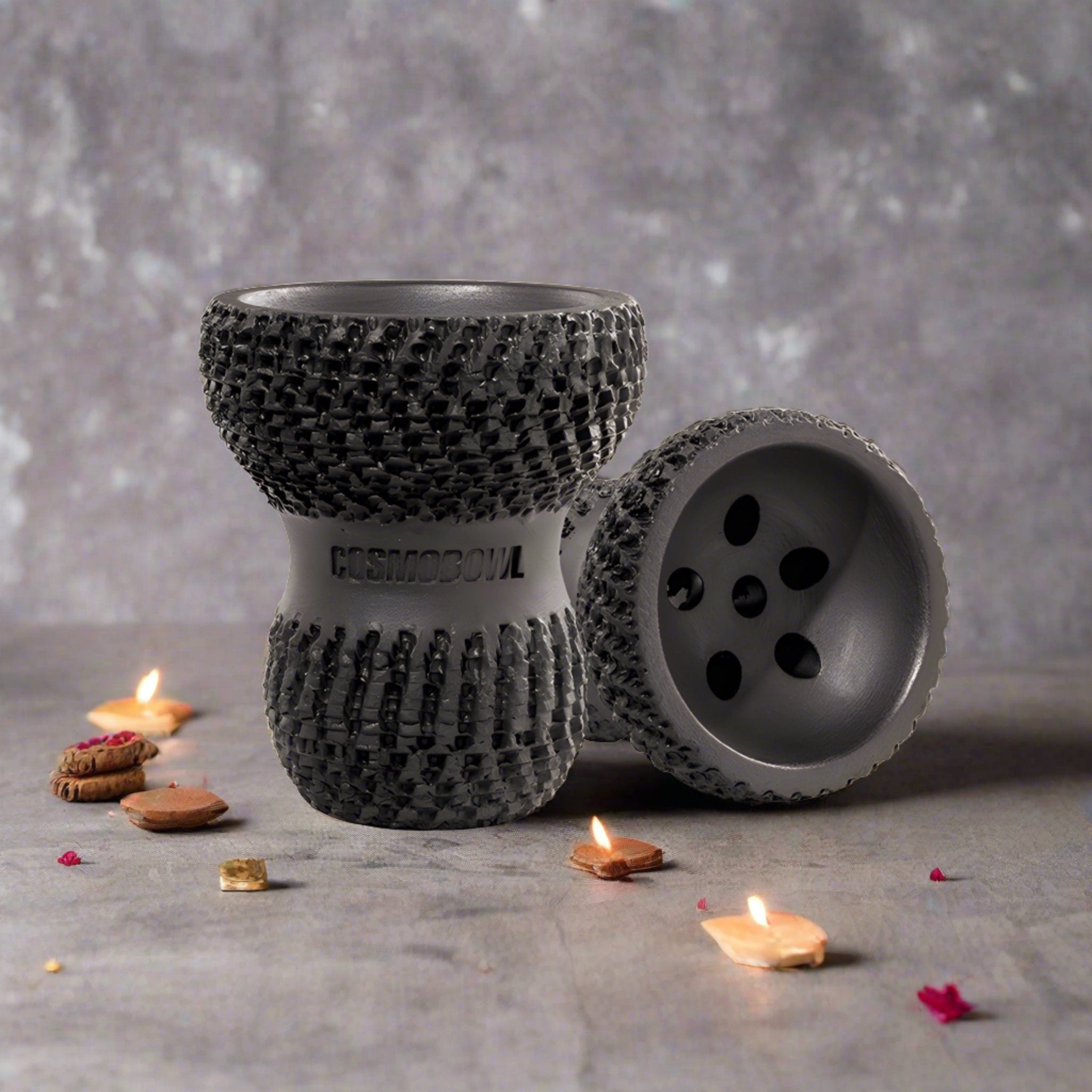 Cosmo Turkish Dragon red clay multi-hole shisha bowl with etched pattern