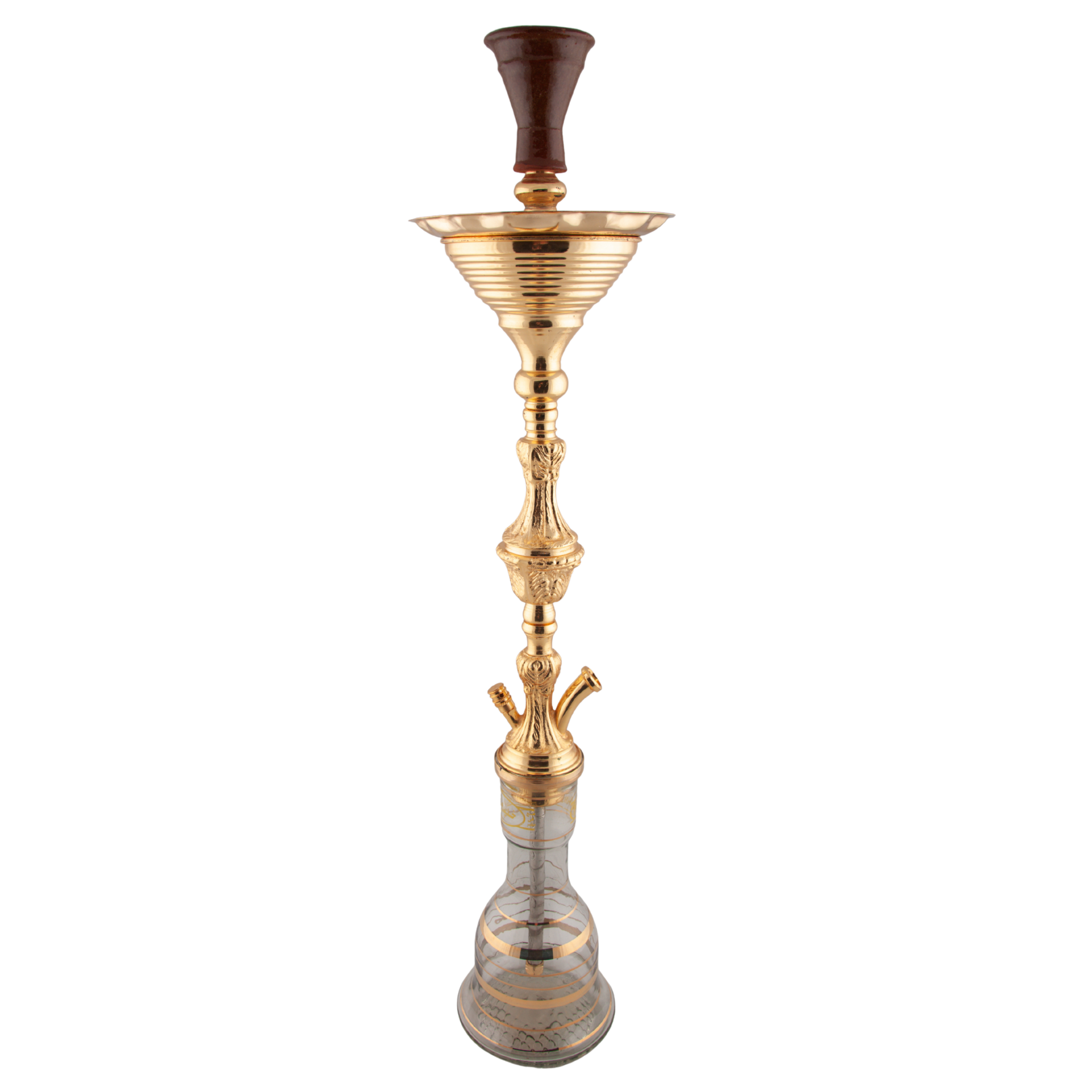 Khalil Mamoon Ice Turkey 2 Level Gold Model 3293, 80 cm shisha with ice-bucket and decorated glass base