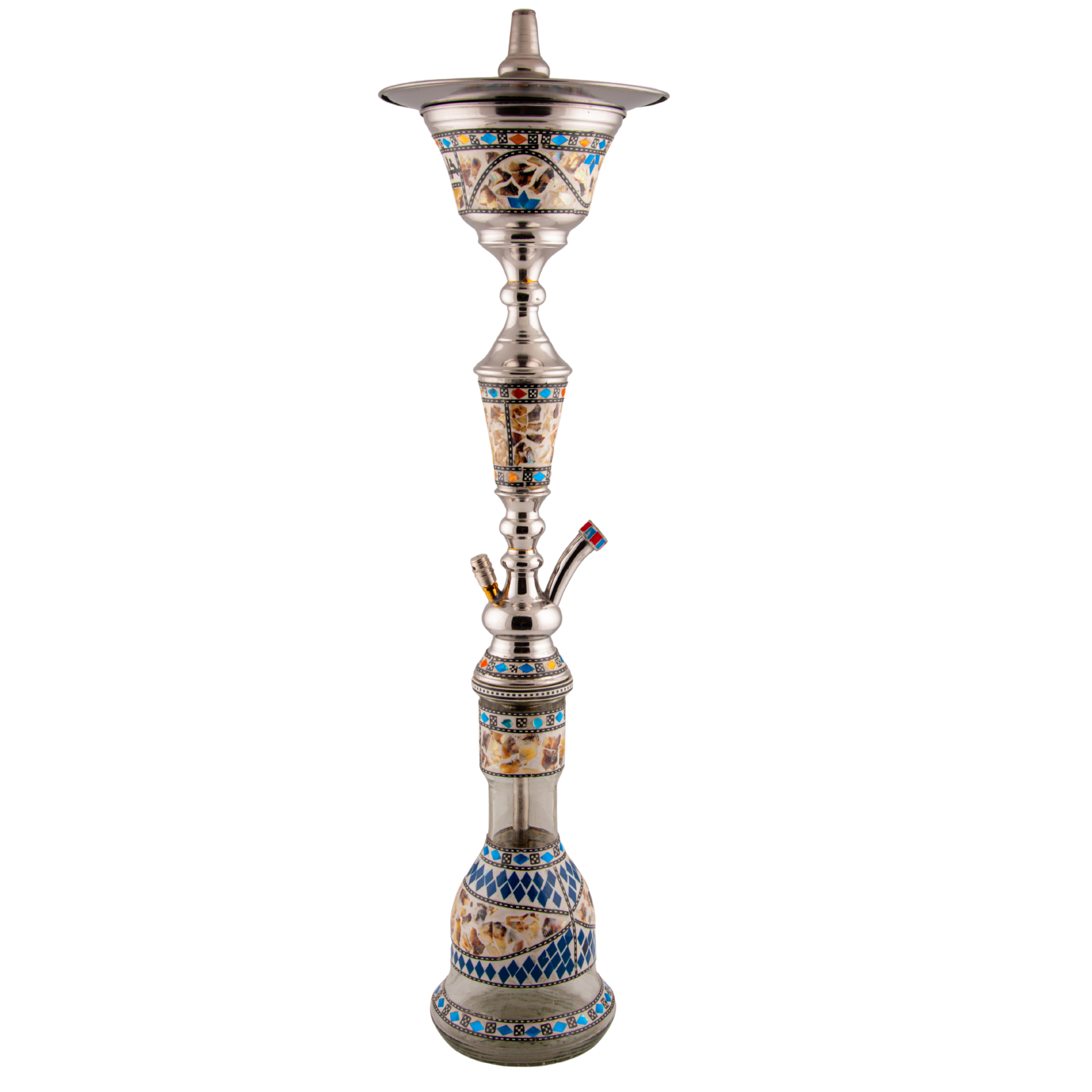 Khalil Mamoon 113116 Sadaf – 80 cm Silver Stem, Blue Mosaic Base