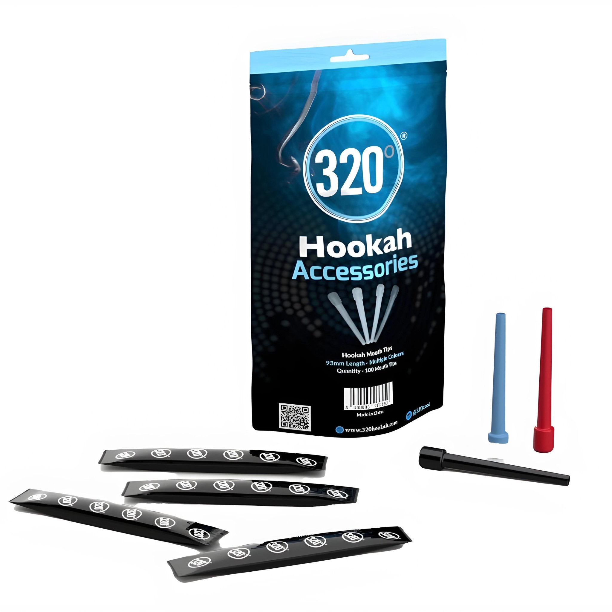 Pile of individually wrapped 320° disposable shisha mouth tips