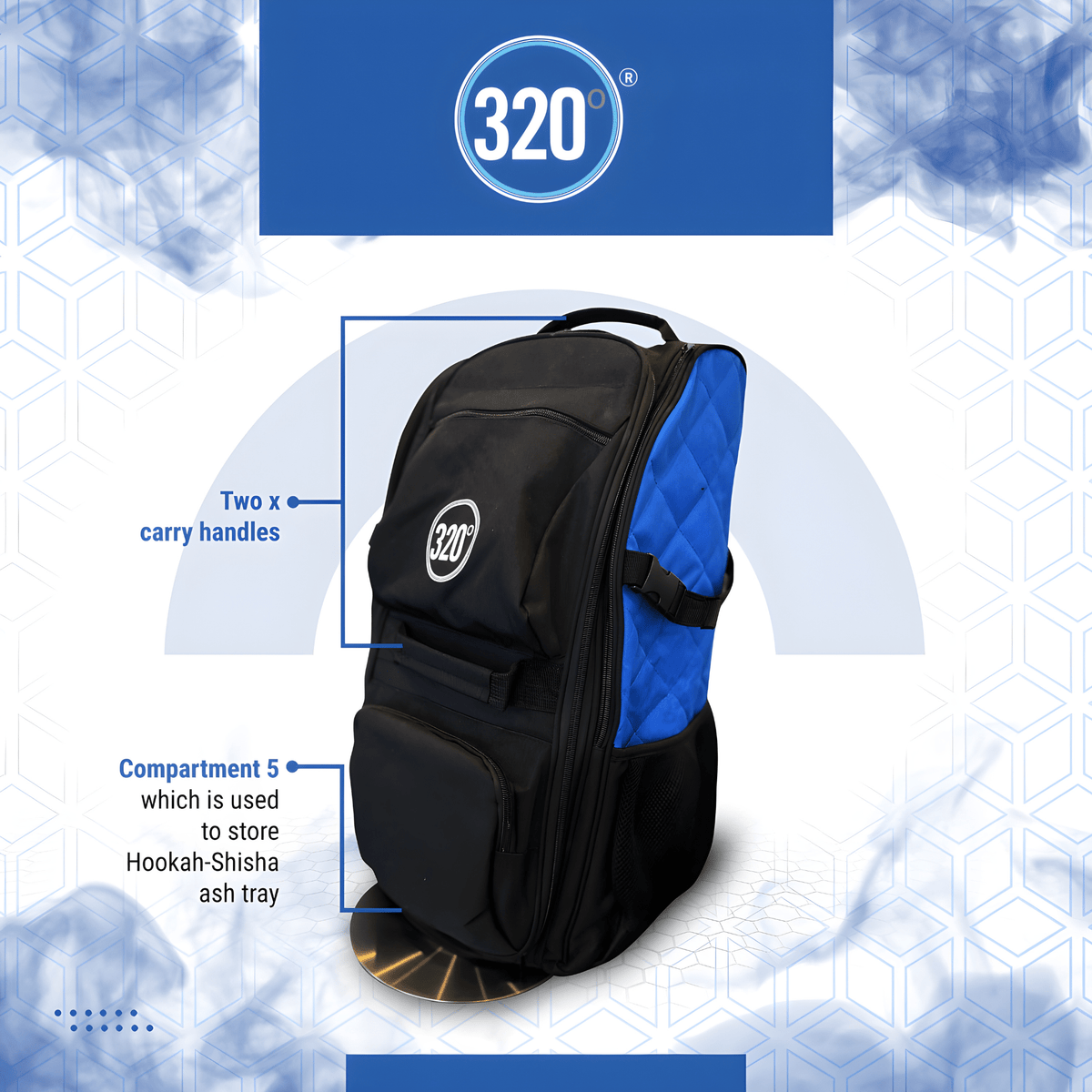320° Hookah Travel Bag – Shisha Storage Backpack Bag, image 5 of 16