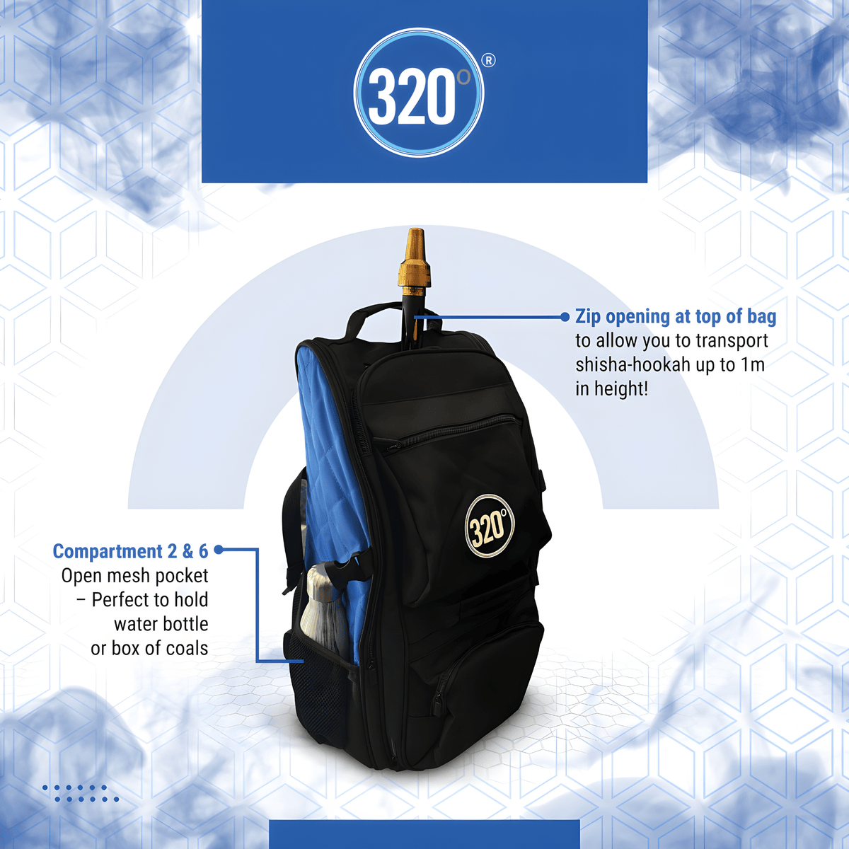 320° Hookah Travel Bag – Shisha Storage Backpack Bag, image 10 of 16