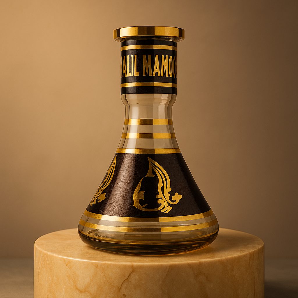 Khalil Mamoon 30cm Black & Gold Hookah Base – KM Large Neck
