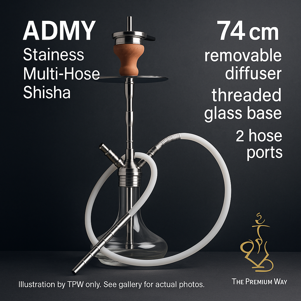 ADMY Multi-Hose Stainless Steel Shisha Pipe 74 cm, Model 355, image 7 of 29