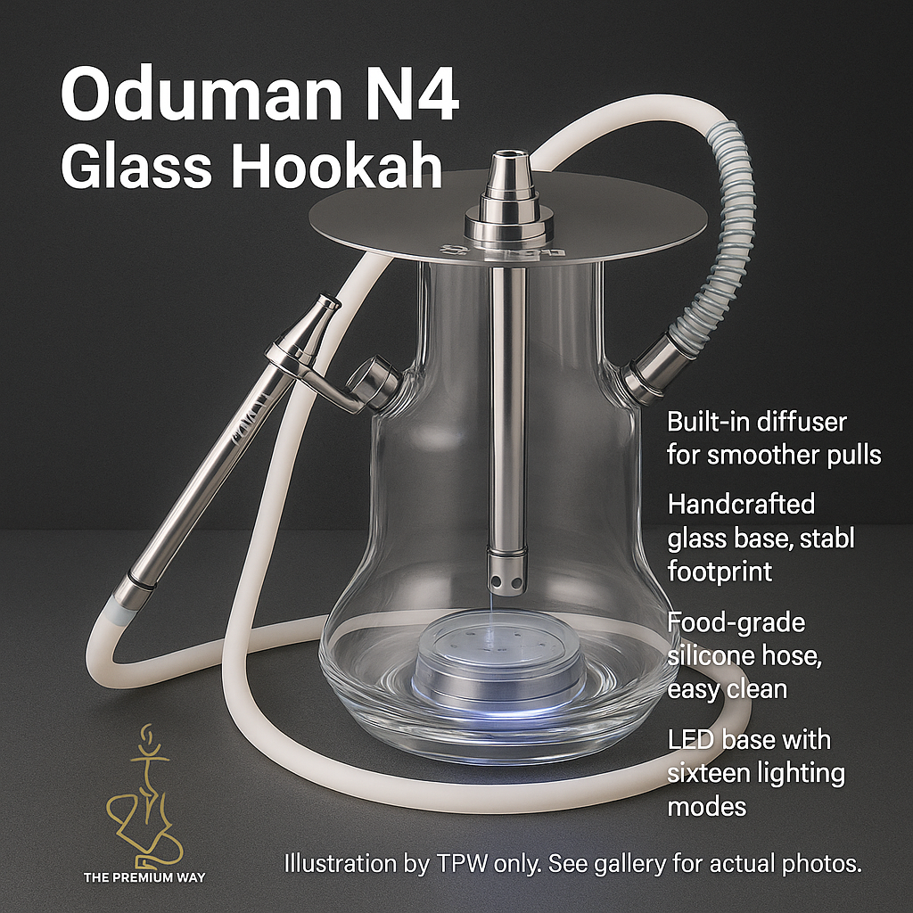 Oduman N4 Hookah – Premium Glass Hookah with LED