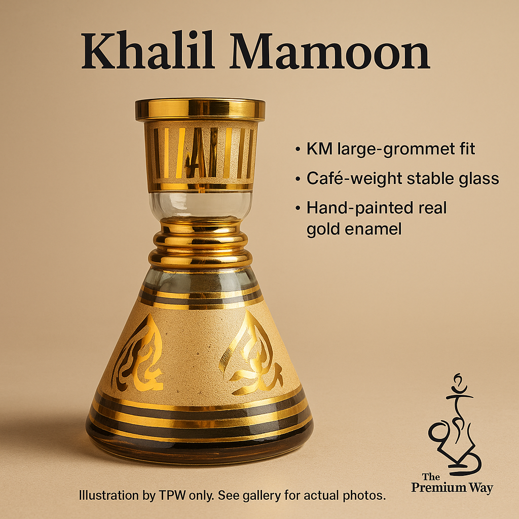 Khalil Mamoon Small Lux Glass Base – 25 cm, Gold Accents