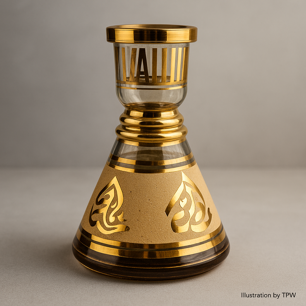 Khalil Mamoon Small Lux Glass Base – 25 cm, Gold Accents 3