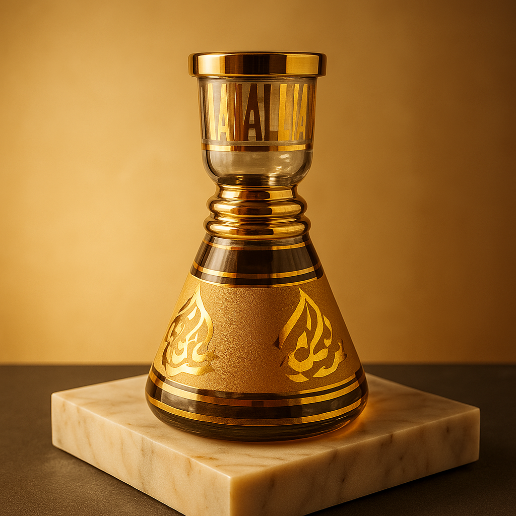 Khalil Mamoon Small Lux Glass Base – 25 cm, Gold Accents