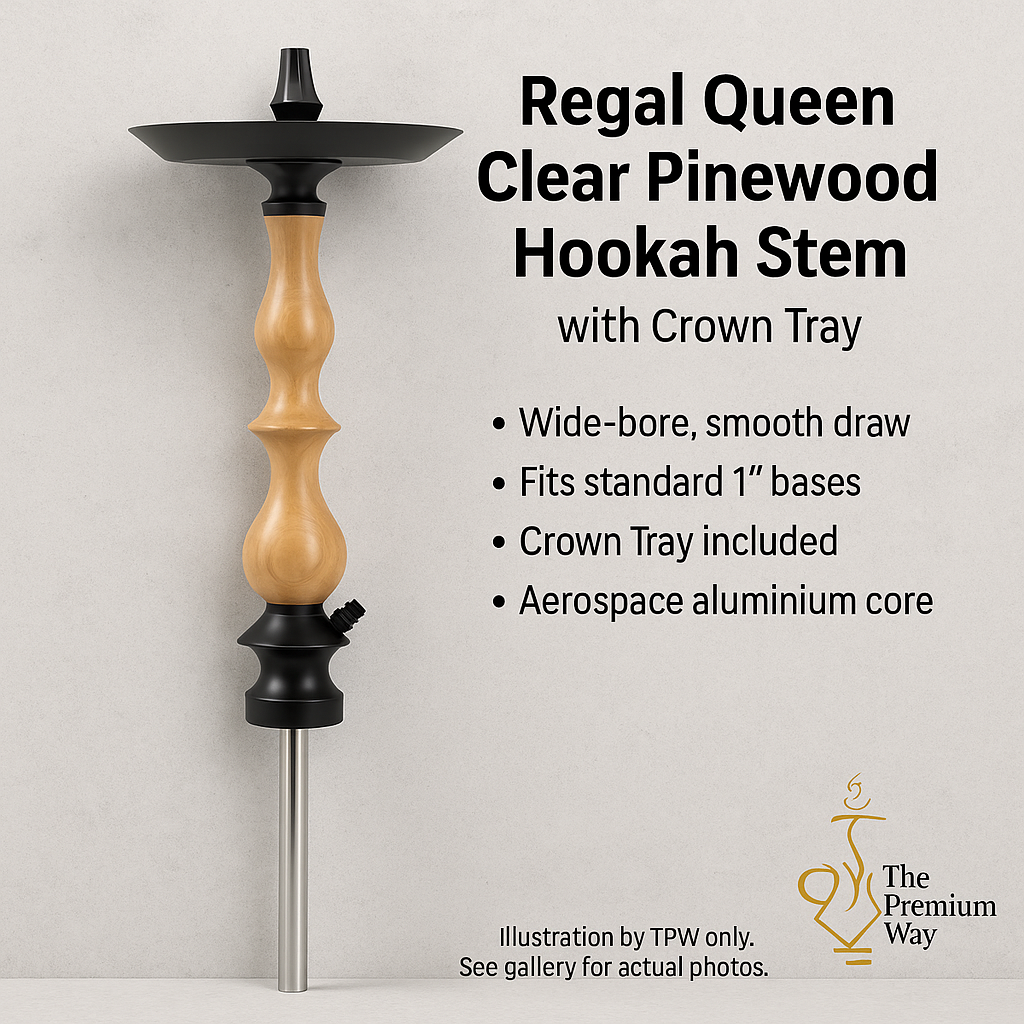 Regal Queen Clear Pinewood Hookah Stem with Crown Tray
