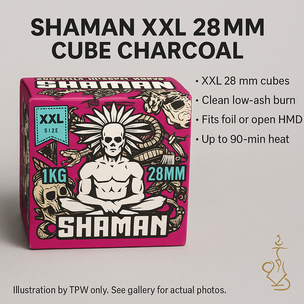 Shaman XXL 28 mm Cube Charcoal — Long-Burn Coconut Coals