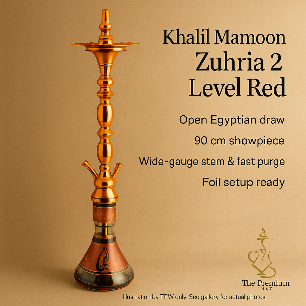 Khalil Mamoon Zuhria 2 Level Shisha — Red, 90 cm (Model 1104)