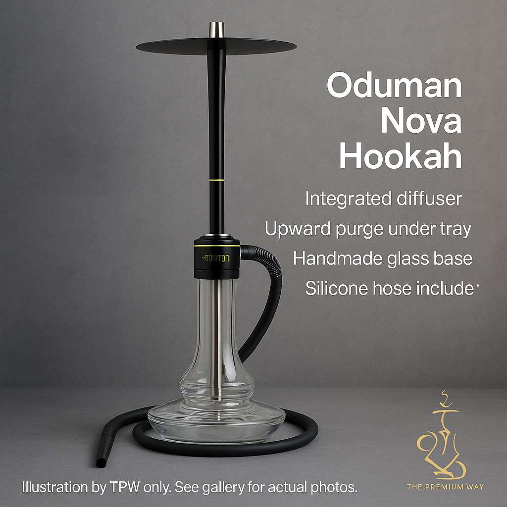 Oduman Nova Hookah Clear Glass & Black Body