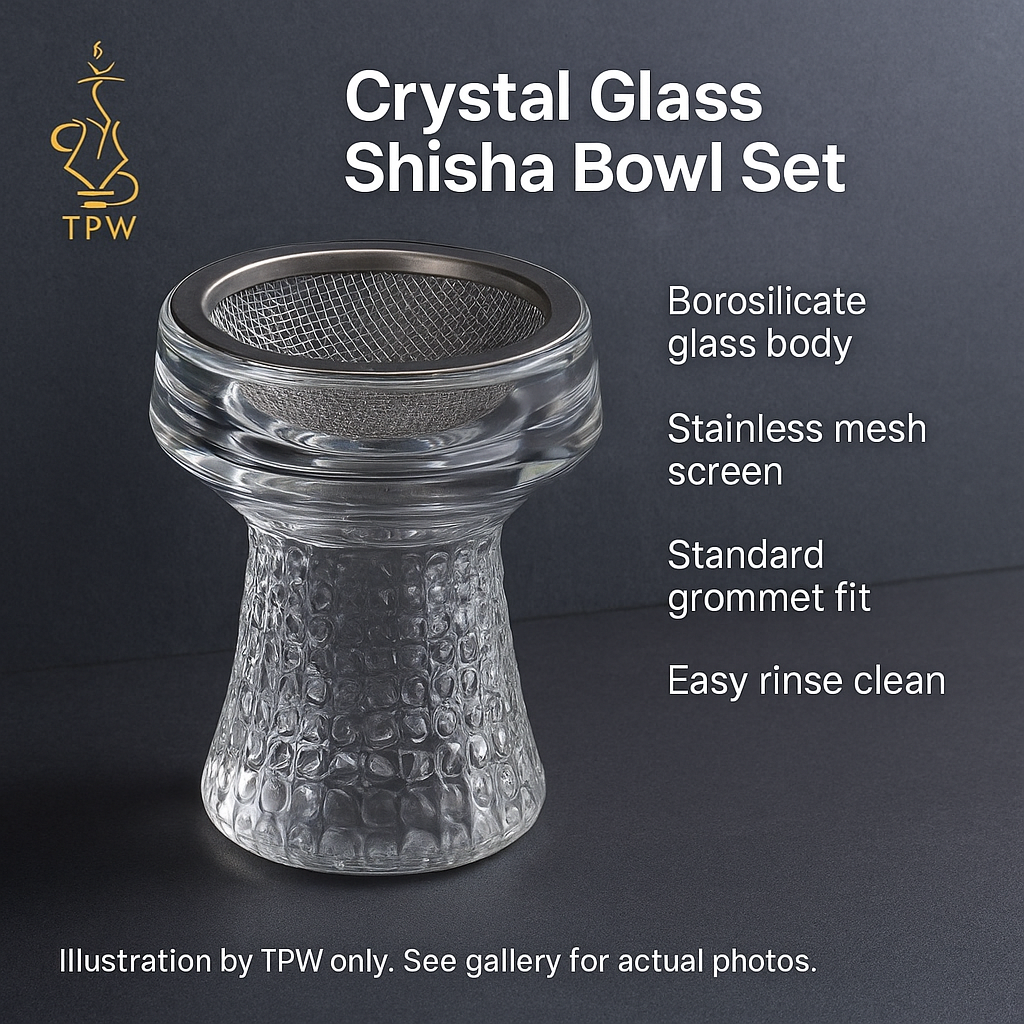 Crystal Glass Shisha Bowl with Net Set