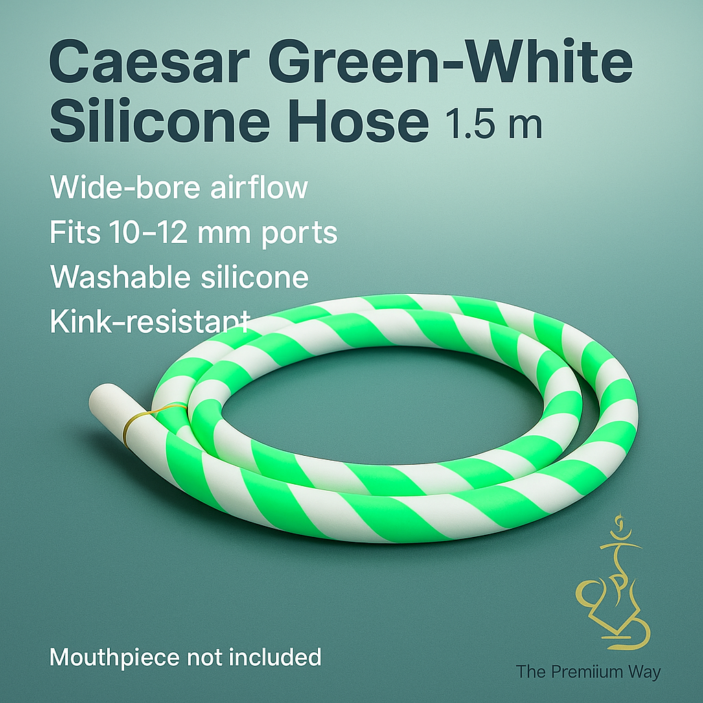 Caesar Green-White Silicone Shisha Hose, image 4 of 7