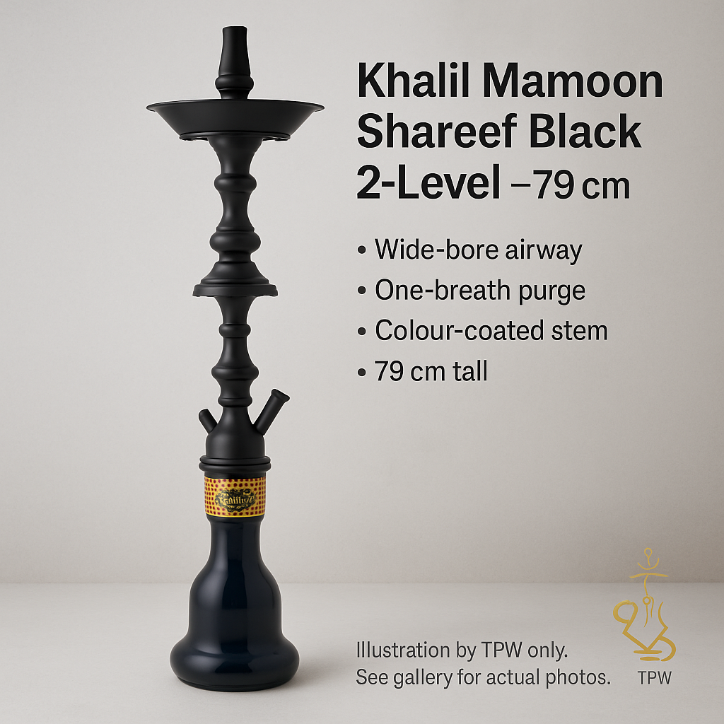 Khalil Mamoon Shareef Black 2-Level Hookah – 79 cm