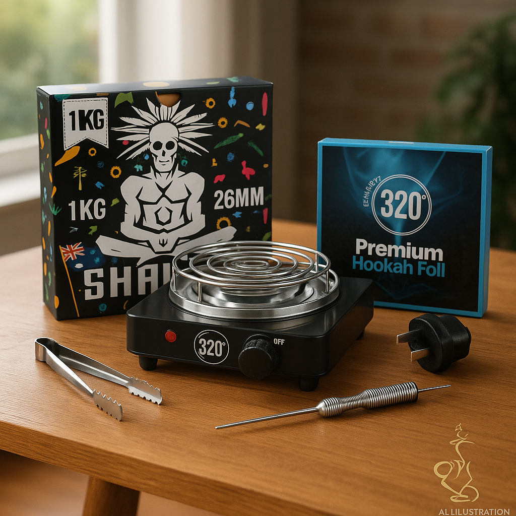 320 × Shaman Ultimate Shisha Setup Bundle — 1000 W burner + 1 kg coals