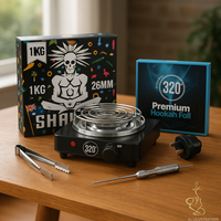 320 × Shaman Ultimate Shisha Setup Bundle — 1000 W burner + 1 kg coals