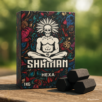 Shaman Hexa Coconut Charcoal — Hex Shape, Long-Burn Heat
