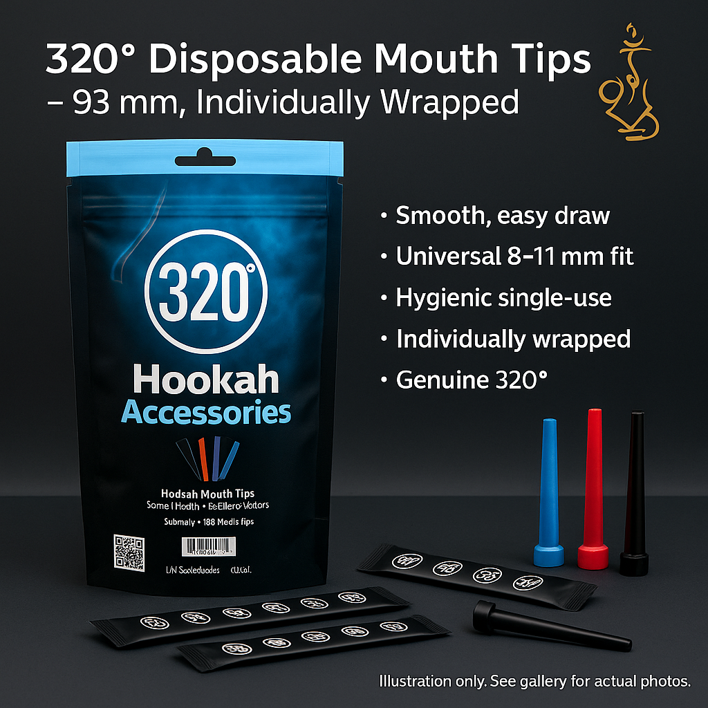 320° Disposable Shisha Mouth Tips 100-Pack – Individually Wrapped