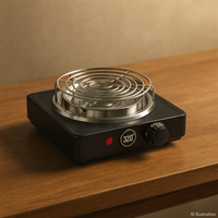 320° 1000 W Electric Charcoal Burner Set – Grid + Tongs