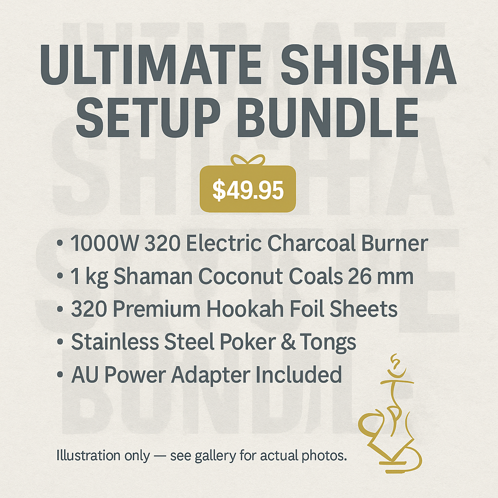 320 × Shaman Ultimate Shisha Setup Bundle — 1000 W burner + 1 kg coals