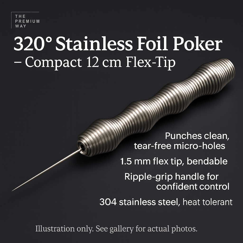 320° Stainless Steel Foil Poker — 12 cm Flex-Tip Precision