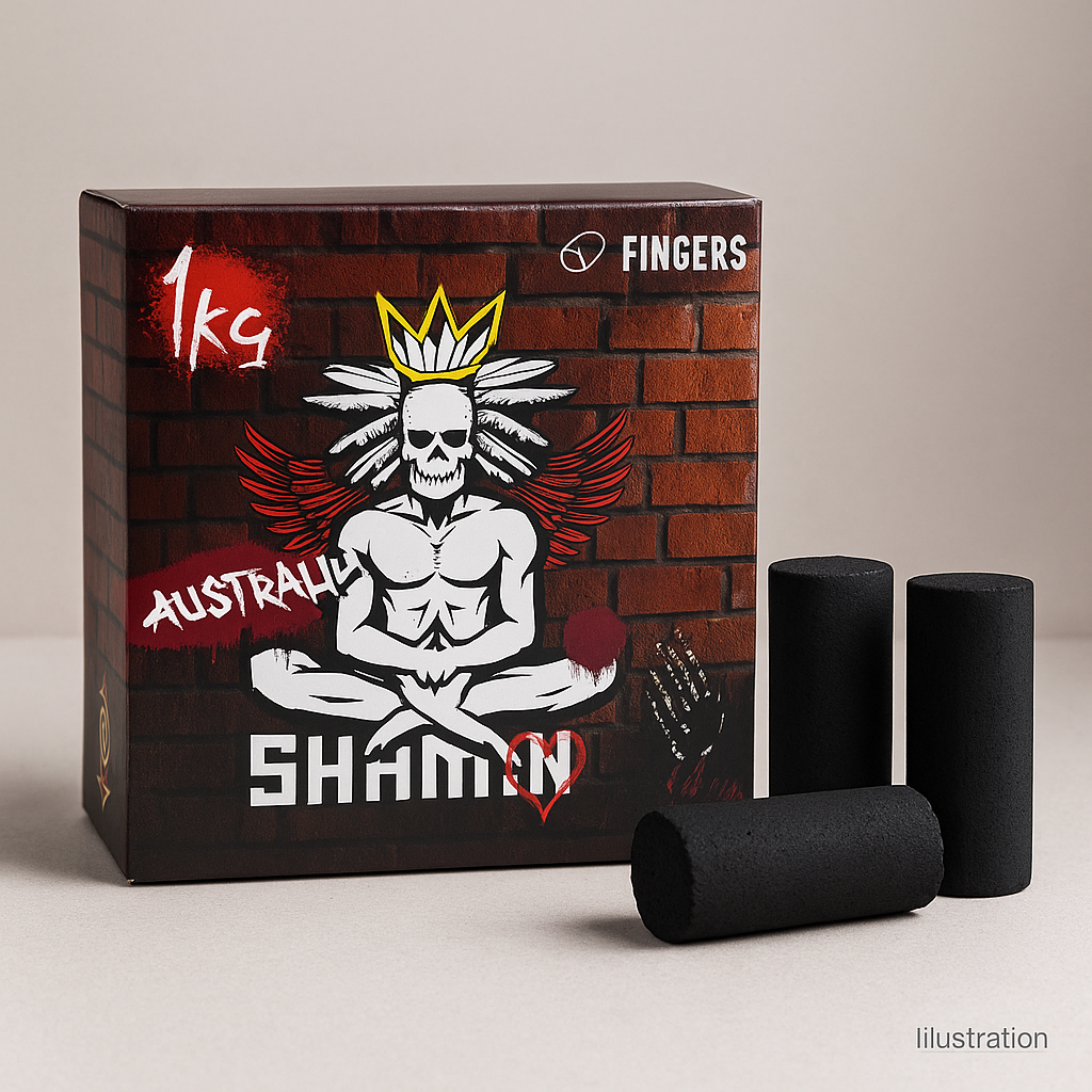 Shaman Fingers Cylindrical Coconut Charcoal — 1 kg long-burn sticks