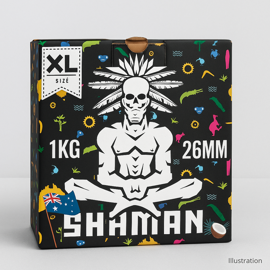 Shaman 26mm Cube Charcoal — Low‑ash 100% coconut