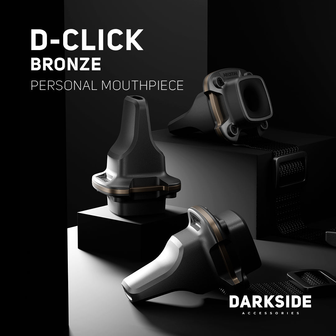 Darkside D-Click personal mouthpiece — bronze accent with lanyard.