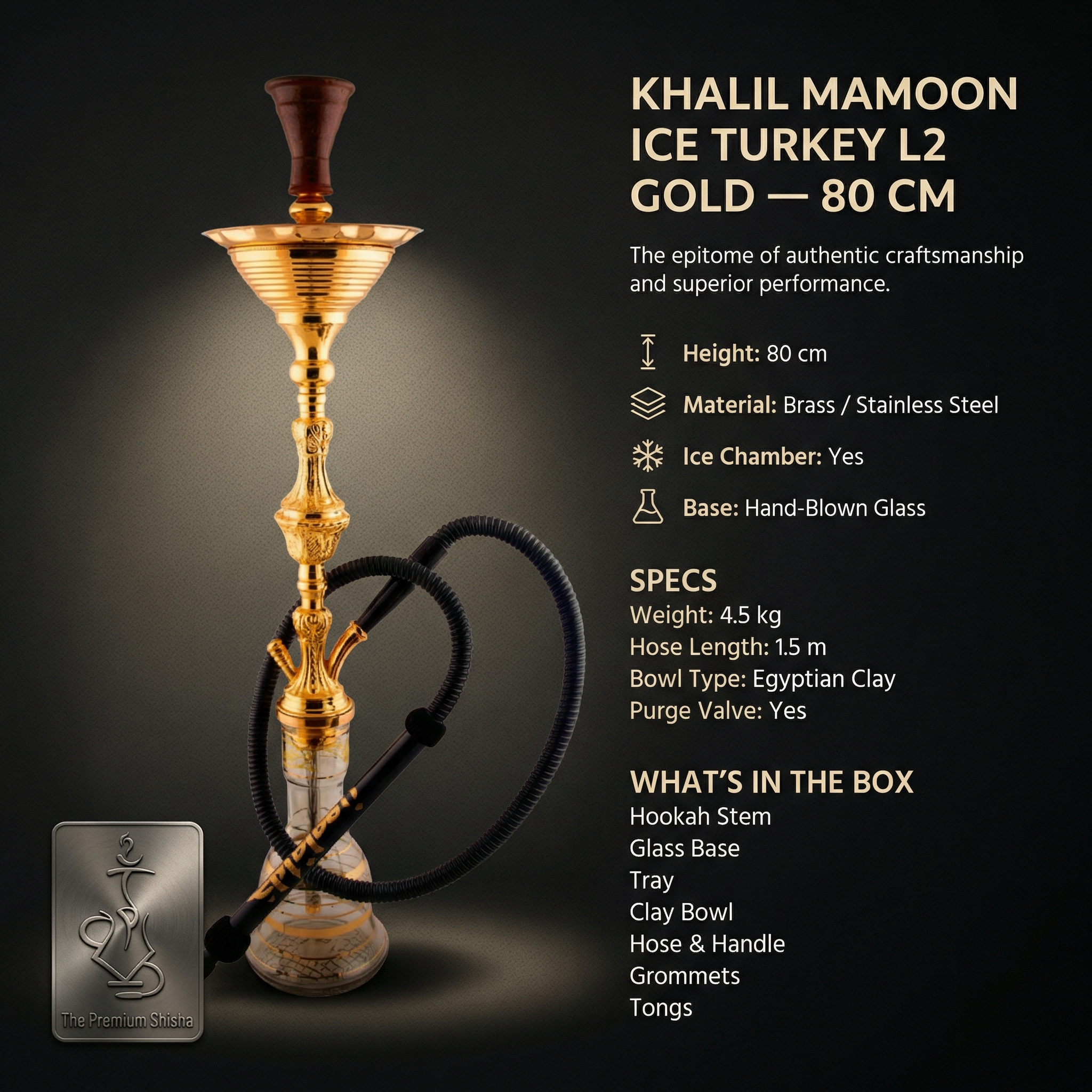 Khalil Mamoon Ice Turkey Level 2 Gold Shisha — 80 cm Ice Bucket 2