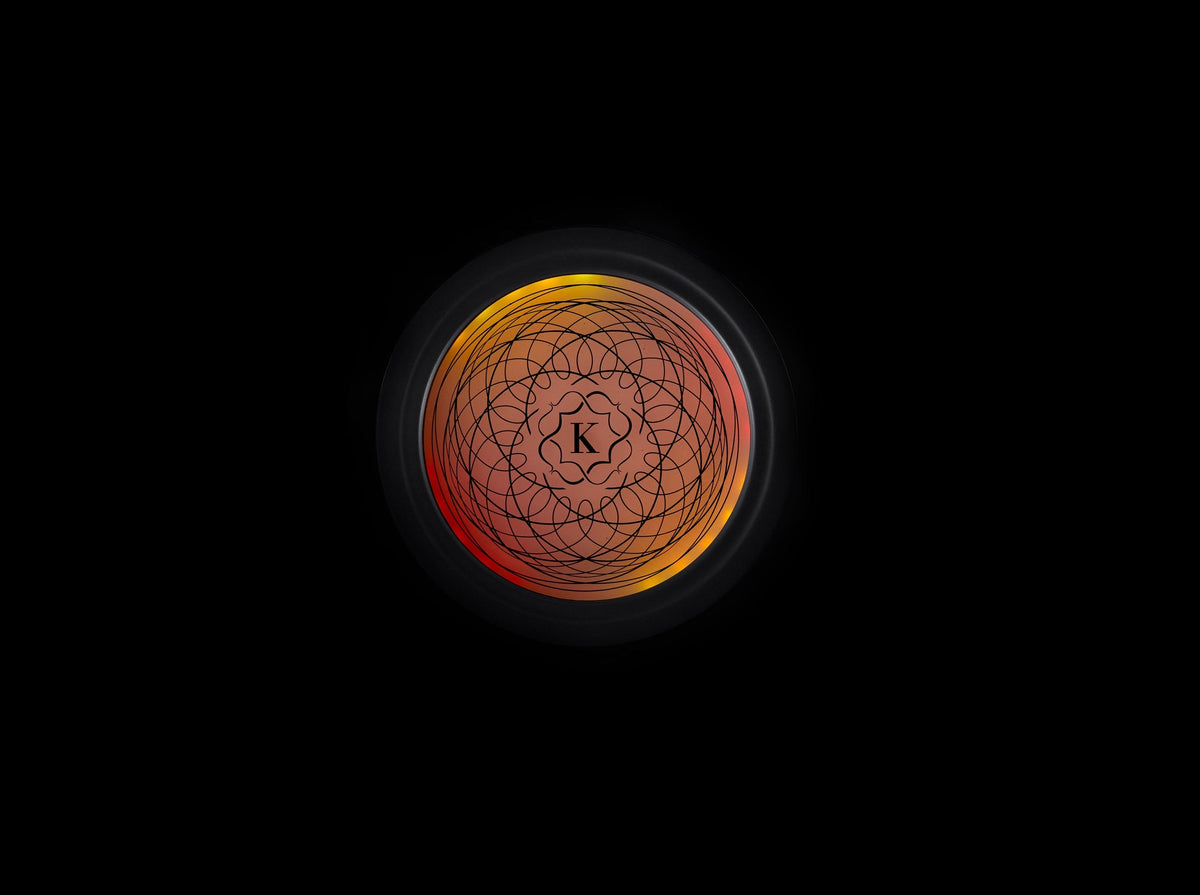 Kaloud Selestia LED light glowing orange, seen from above, image 7 of 8