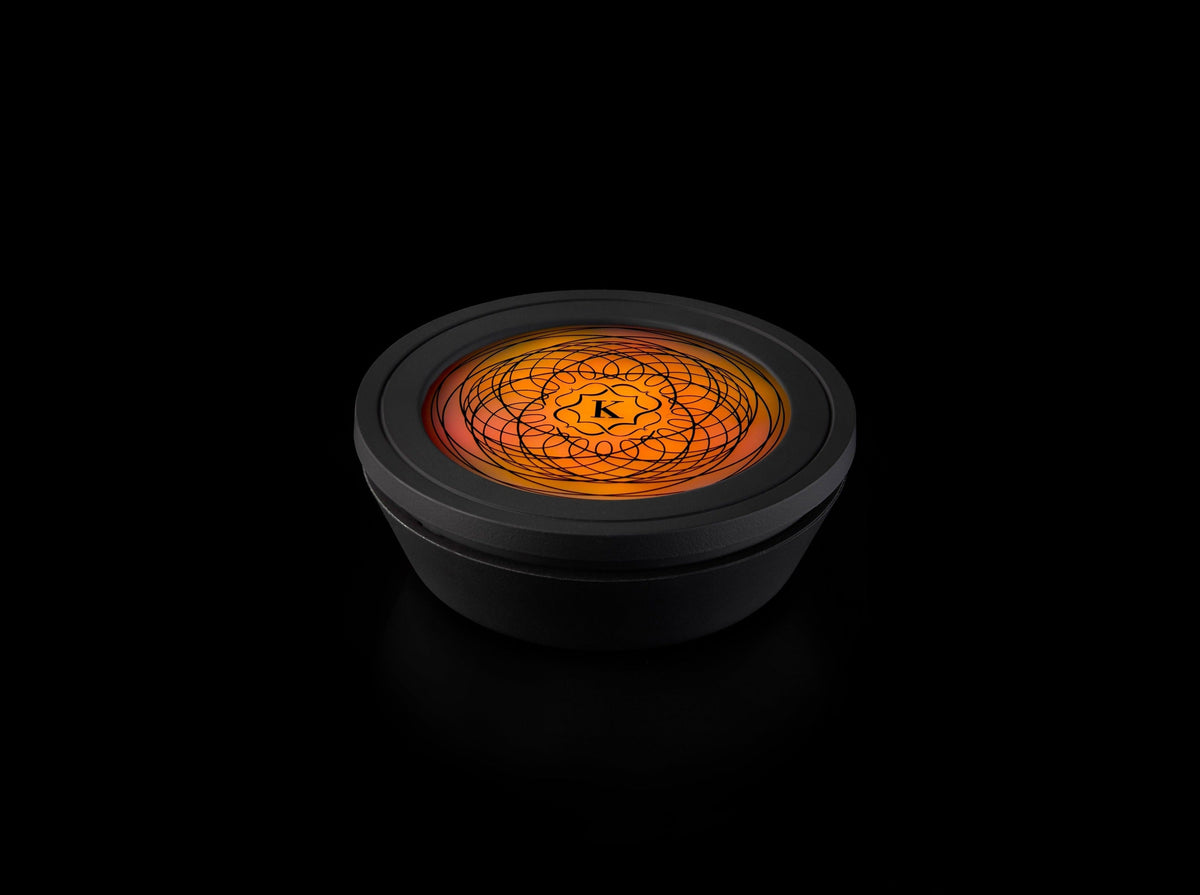 Kaloud Selestia LED light glowing orange, angled view, image 6 of 8