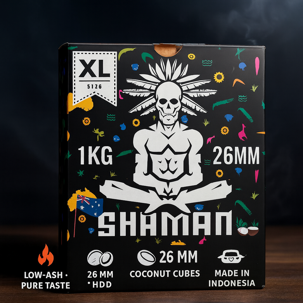 Shaman 26mm Cube Charcoal — Low‑ash 100% coconut 12