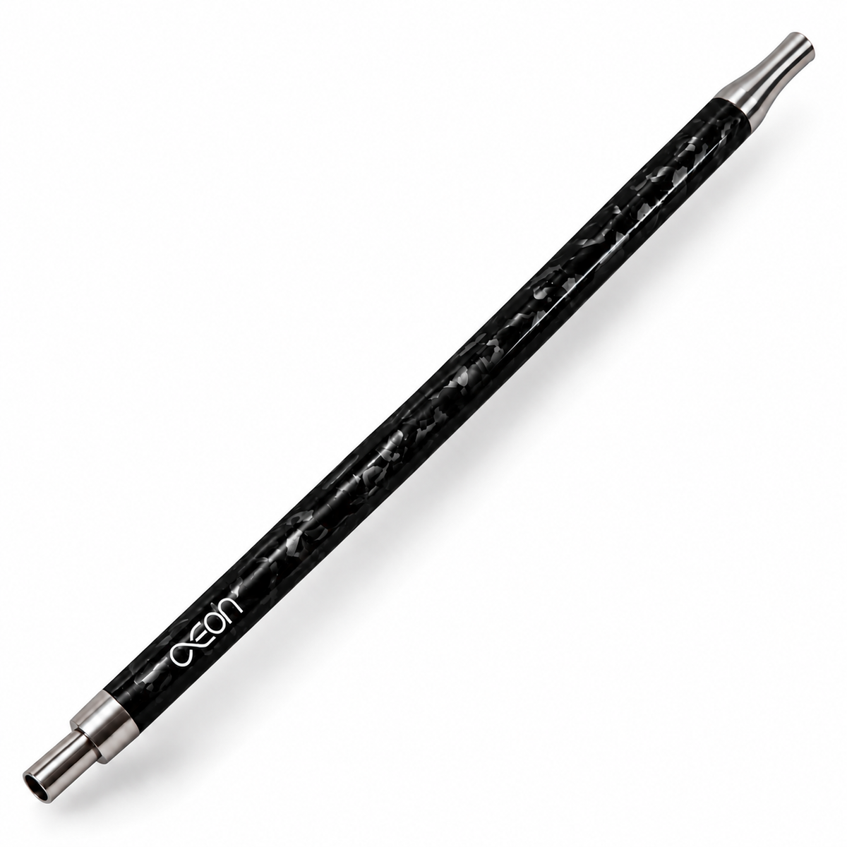AEON Carbon Mouthpiece in Forged Black laid diagonally on a plain white background