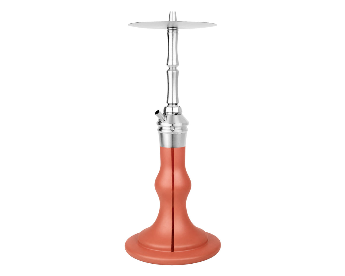 AEON Edition 6 Lounge Plus Peach Velvet shisha, full view with stainless stem and tray