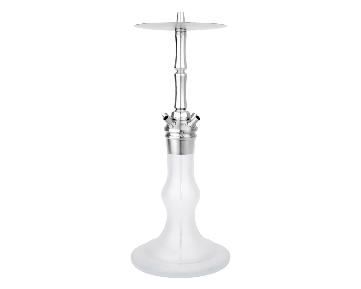AEON Edition 6 Premium Plus white frosted glass base with stainless steel stem and hose ports