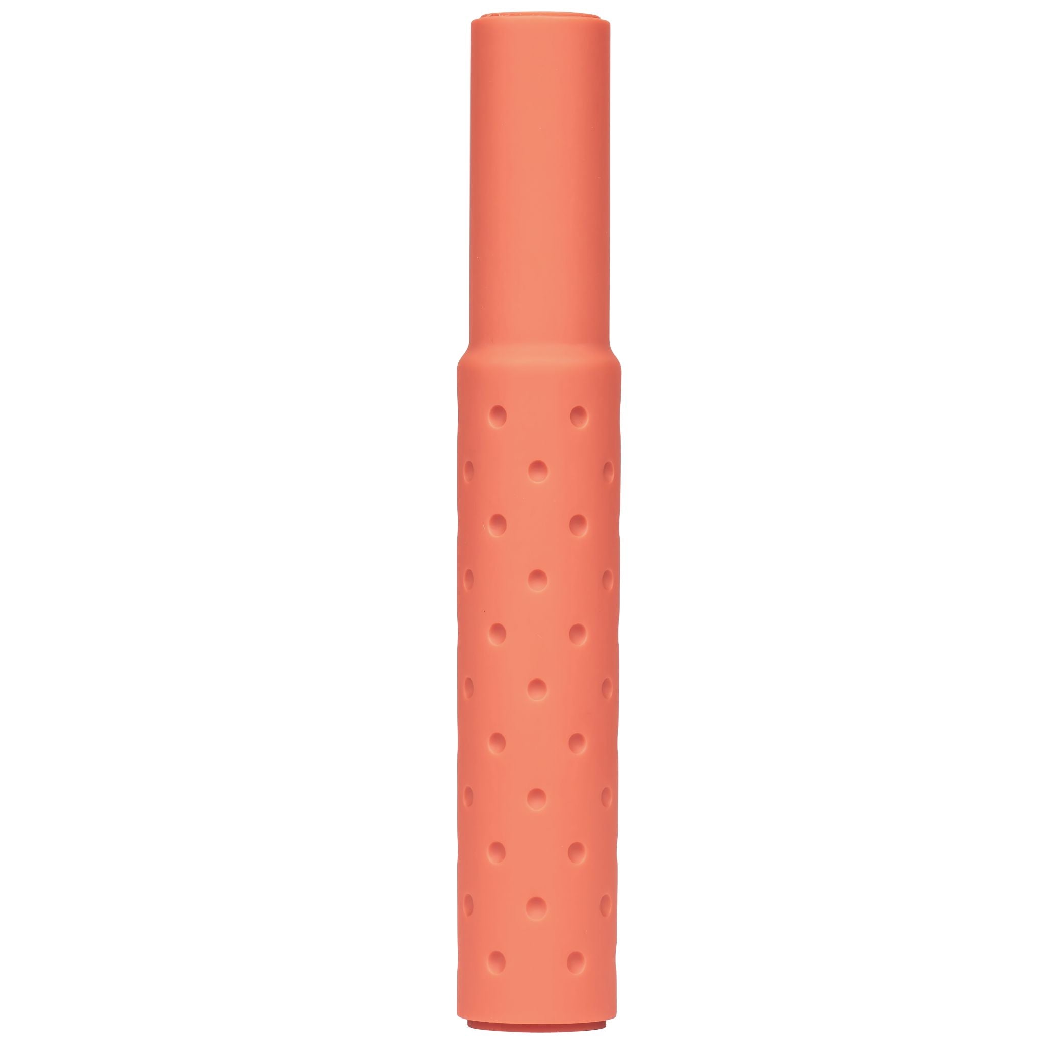 Amotion FUTR Rouge colour-coordinated mouthpiece — coral-red silicone with dimpled grip texture, included with the FUTR set
