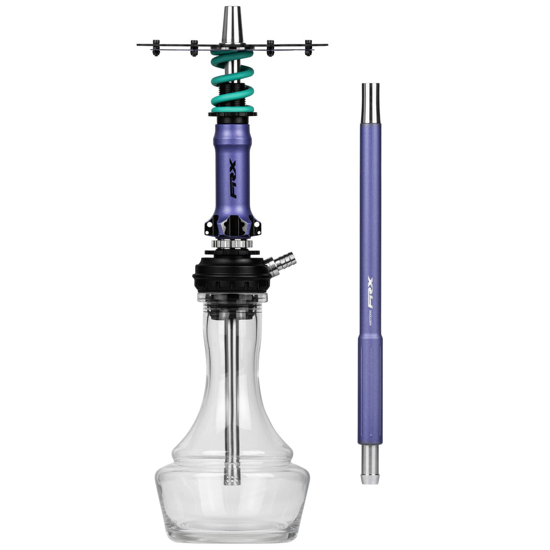 Amotion Pedal RX Grape shisha with included mouthpiece — purple sleeve, teal coil spring and chainring plate