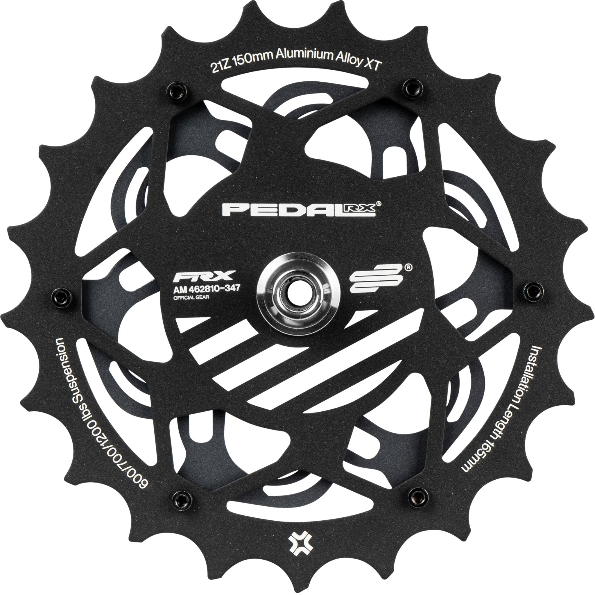 Amotion Pedal RX Slate charcoal plate top — black aluminium chainring with grey highlights and Pedal RX cycling-spec engraving