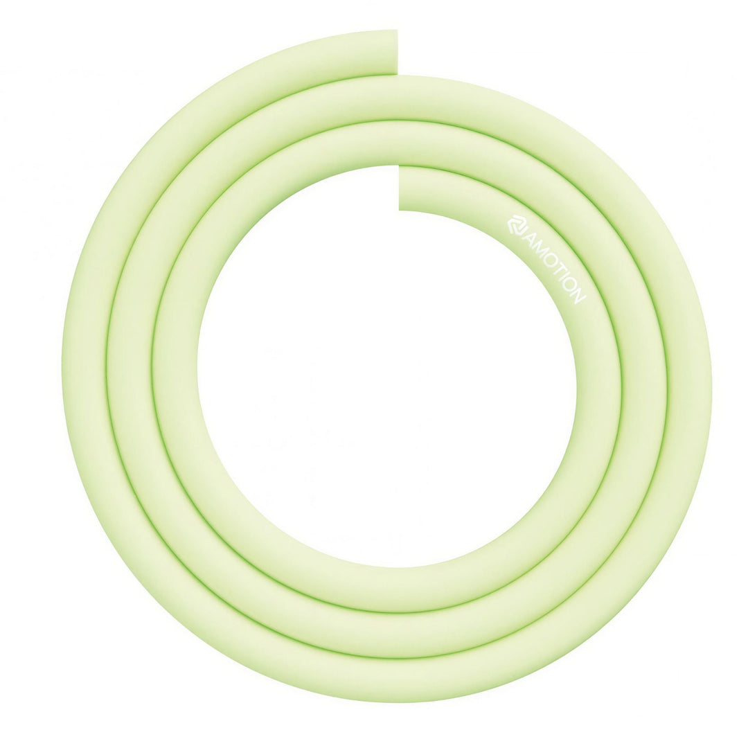 Amotion 1.5m silicone shisha hose in bright lime, coiled soft-touch hookah hose with Amotion logo