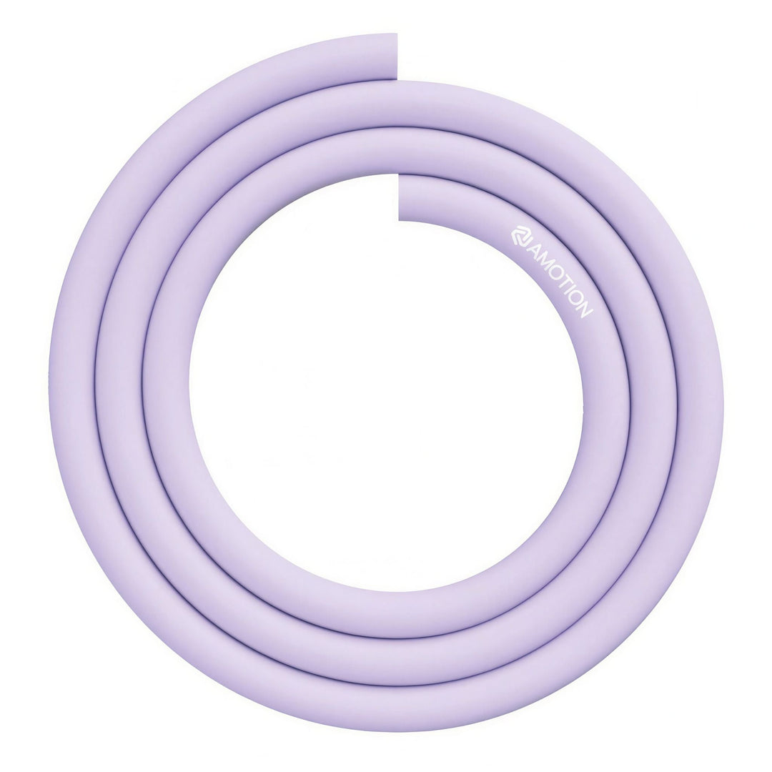 Amotion 1.5m silicone shisha hose in mauve, coiled soft-touch hookah hose with Amotion logo