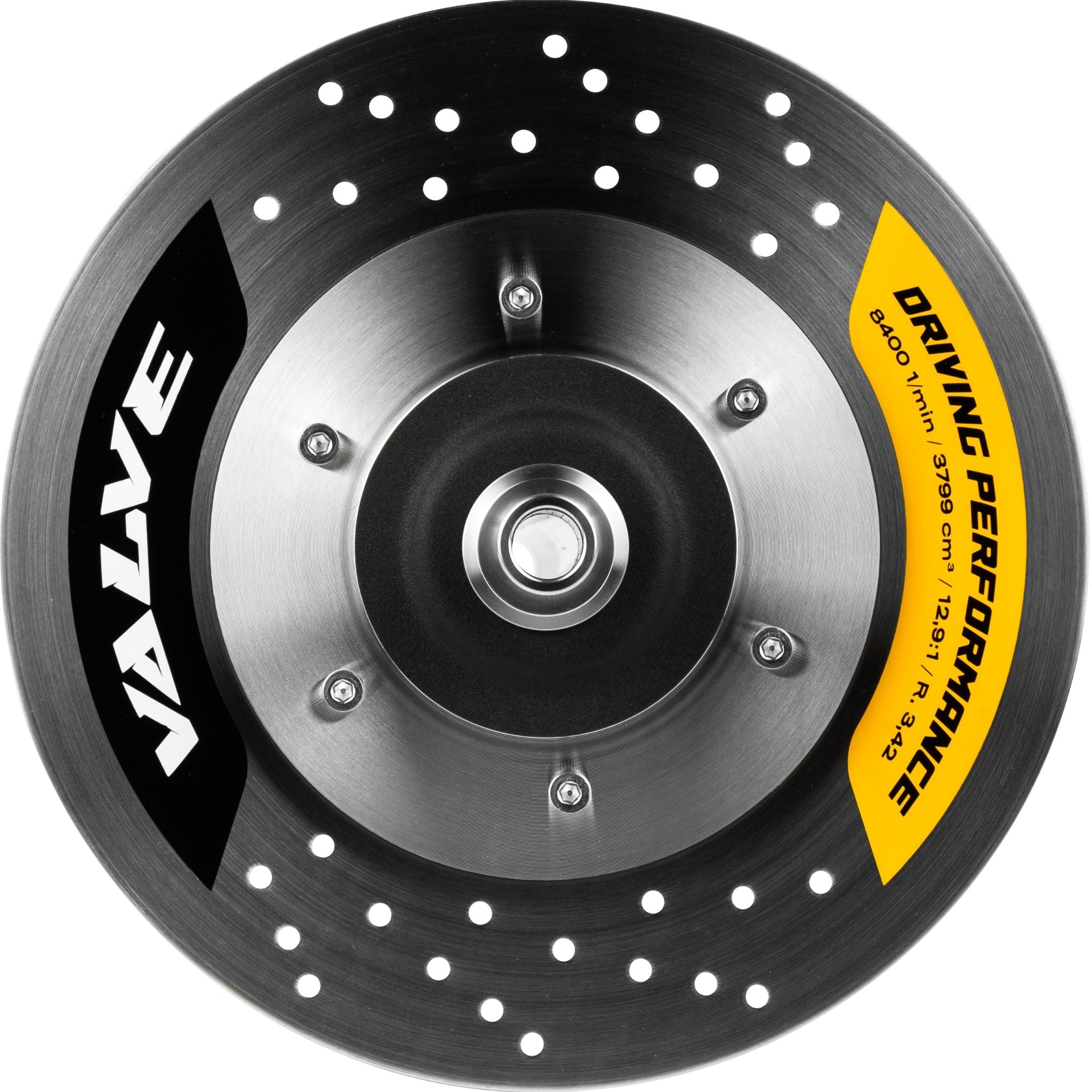Flat top-down view of the Amotion Valve AM23 dual brake-disc charcoal plate in brushed stainless steel with bold VALVE branding