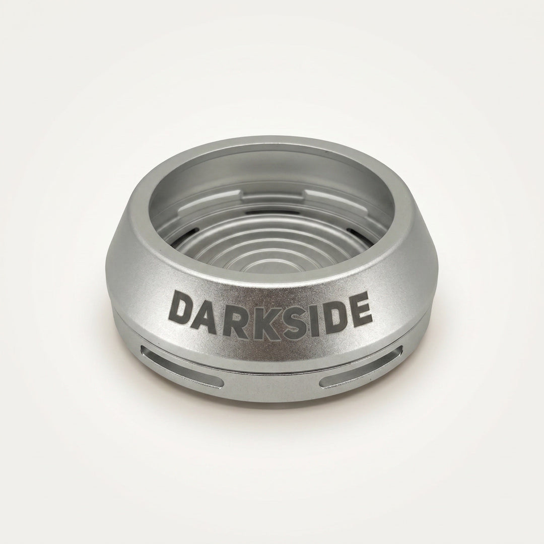 Darkside D-Heater Silver lidless anodised aluminium hookah HMD, three-quarter studio view