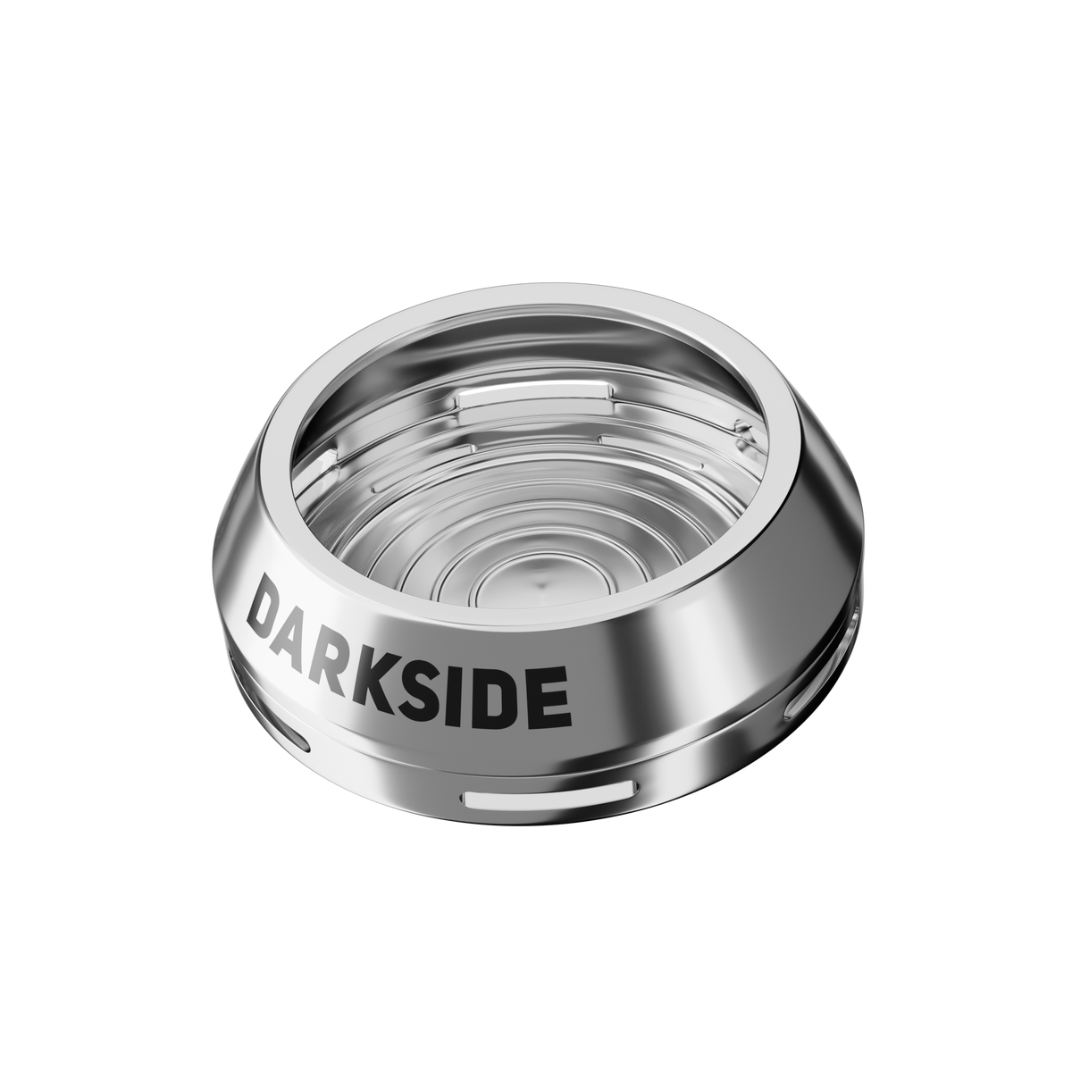 Darkside D-Heater Pro heat management device, angled view with the Darkside logo on the silver band