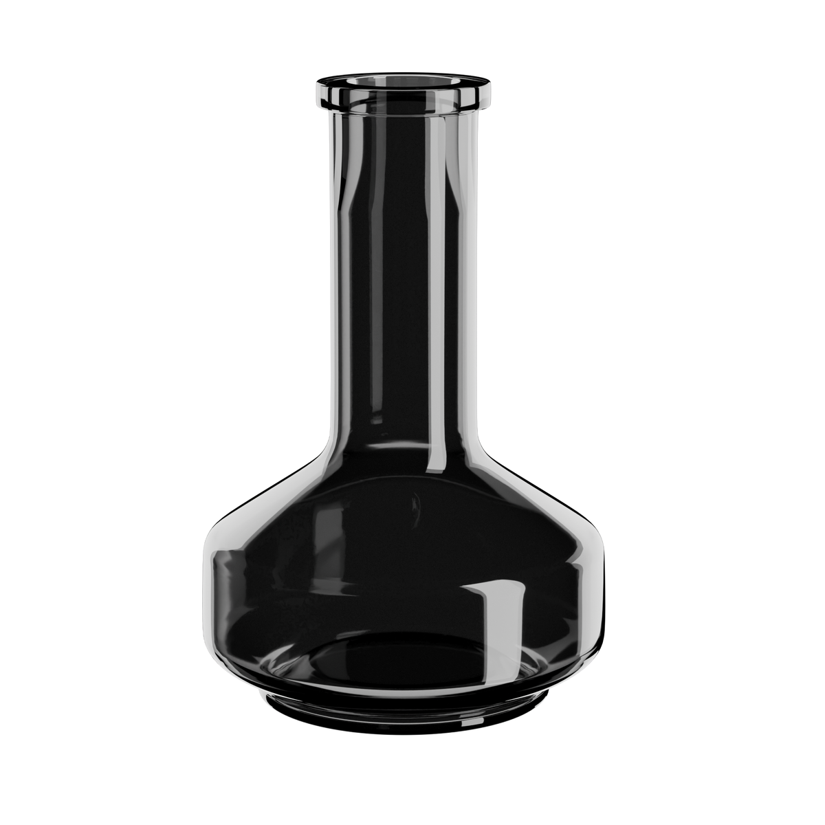 Darkside D-Glass grey shisha base front view showing straight neck and wide angular base